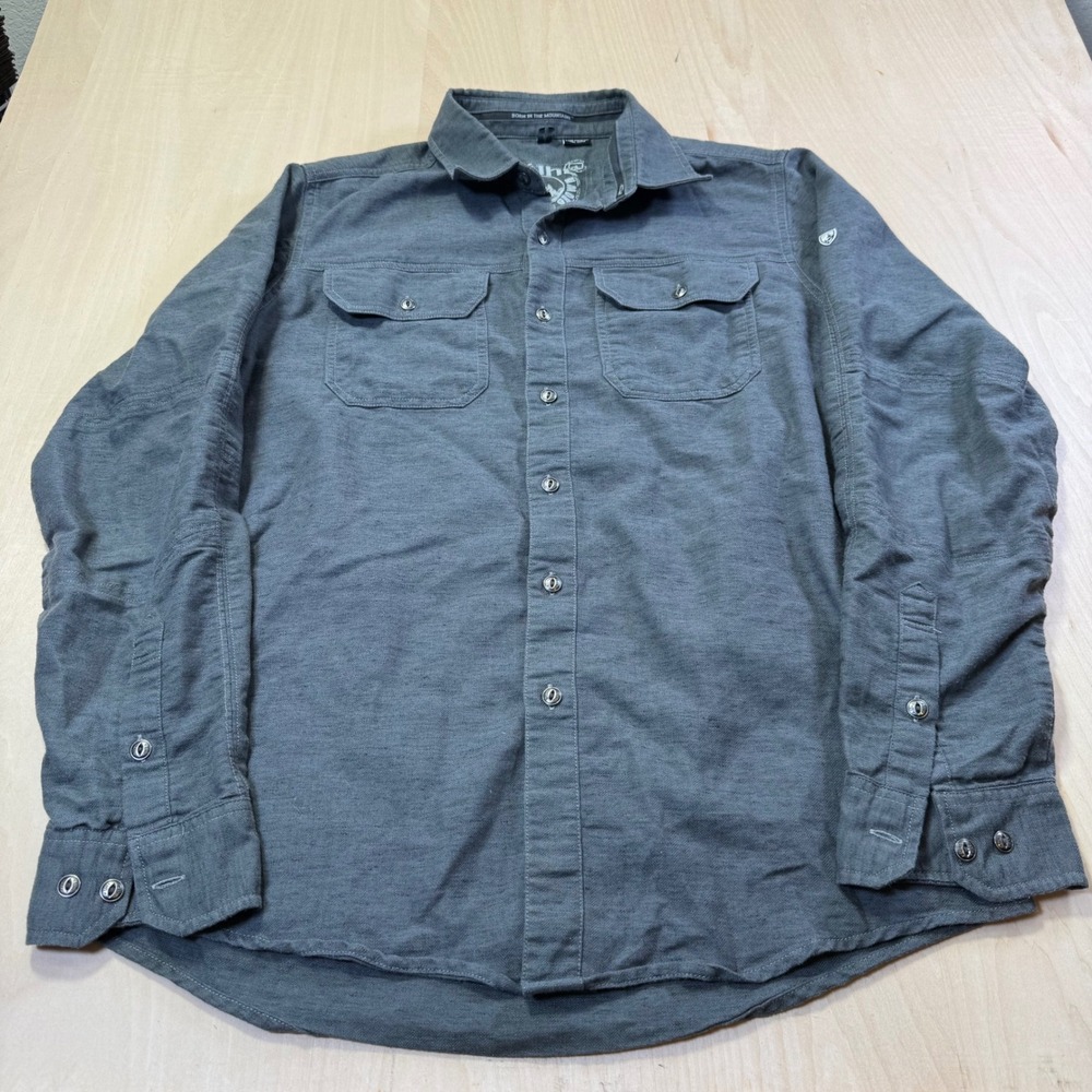 Kuhl Mens‎ Charcoal Gray Herringbone Button Down Shirt 5-Panel Sleeve Small